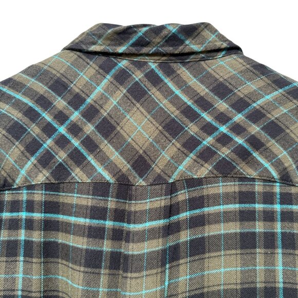 TORRID Flannel Shirt Large (Torrid 0) Olive Green Plaid Heart Long Sleeve Womens - Picture 8 of 13